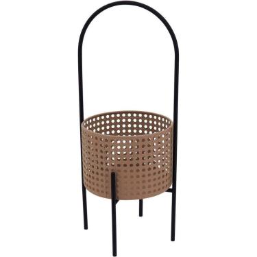 Imagem de Cachepô Metal 50x18x18cm Bege Vaso Decorativo Planta