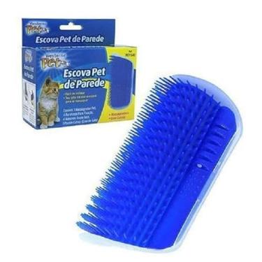 Imagem de Escova Massageadora Pet Tira Pelos Gatos Parede Com Catnip