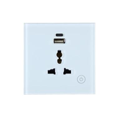 Imagem de 86/147 tomada inteligente USB + Tipo-c controle remoto interruptor de toque de voz tomada, universal 95-250V de acordo com os padrões americanos/europeus/australianos/britânicos