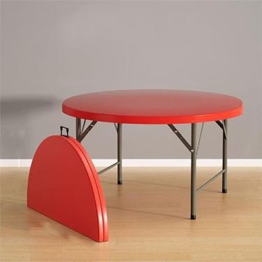 Imagem de Mesa redonda dobrável, mesa de jantar de plástico para ambientes internos e externos, mesa de eventos comerciais com alça e trava, para piquenique, banquete, casamento