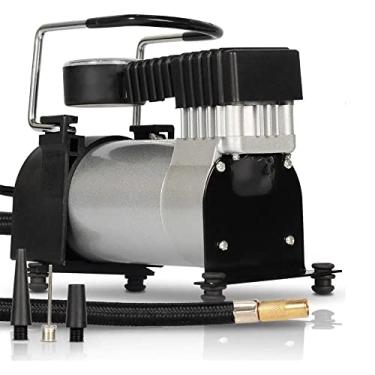 Imagem de Mini Compressor De Ar 12v Automotivo 965 Rpm 3 Bicos adaptadores para Pneu de Carro Moto Bike Bola Balões