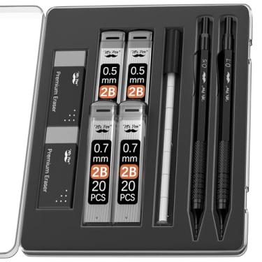 Imagem de Mr. Pen - Conjunto de lapiseira de metal, 2 tamanhos, 0,5 e 0,7 mm, lápis mecânicos, lápis de esboço, presente de Natal