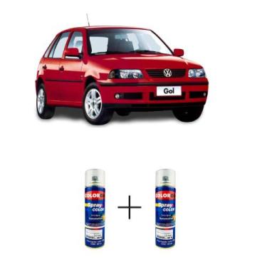 Imagem de Tinta Spray Automotiva Vermelho Vitória VW 300ml + Spray Verniz 300ml 