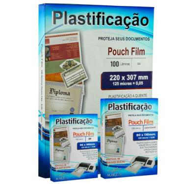 Imagem de Kit 300 Plástico para Plastificação Mares 0,05 100 66x99 + 100 80x110 