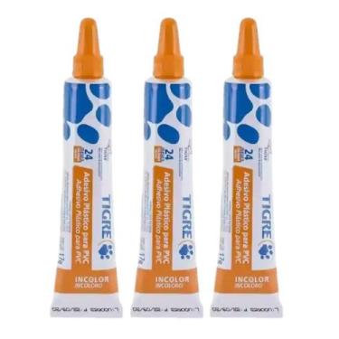 Imagem de Kit 3 Cola para Cano Adesivo Plástico Tigre 17g Pvc Incolor