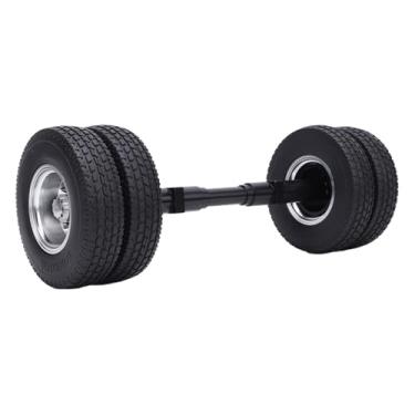 Imagem de Pneu do Eixo Traseiro do Trailer RC, Liga de Alumínio e Borracha, Substituições de Pneus do Eixo Traseiro Não Motorizado, Aderência e Controle Superiores para Trailer de Trator