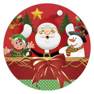Imagem de Painel Festa Decoração Redondo Natal Papai Noel  1,50X1,50 - IMPAKTO V
