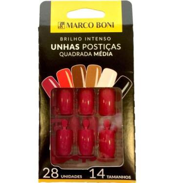 Imagem de Unhas posticas quadradas medias cor rosa marco boni, Unha postiça