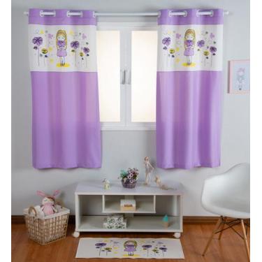 Imagem de Cortina Infantil Estampada Menininha 2,00x1,70m Lilás - FASTLAR