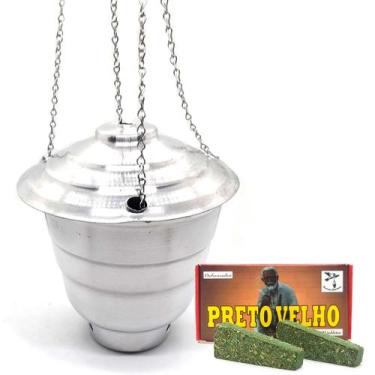 Imagem de Kit Turíbulo Sacro Divino Metal Defumador C/ 20 Tabletes - Flash