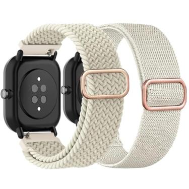 Imagem de TUCOMO Pulseiras de relógio de nylon elástico trançado compatíveis com Amazfit Active2/GTS/GTS 2/GTS 2 mini/GTS 2e/GTS 3/GTS 4/GTS 4 mini, pulseiras elásticas de tecido para Amazfit Bip U Pro/Bip 3