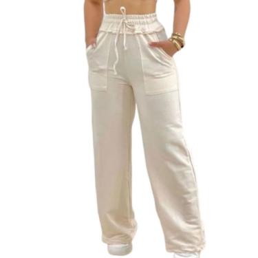 Imagem de Calça Pantalona Moletom Feminina Wide Leg com Bolso - Look Modas Octav