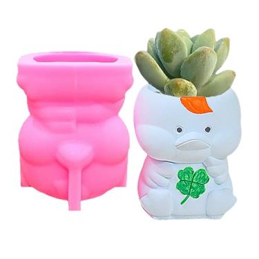Imagem de Vaso de flores de animais 3D, molde de silicone para gesso de resina, argila de cimento de concreto, molde de plantador de suculentas, kit de resina epóxi para suporte de caneta de vela faça você