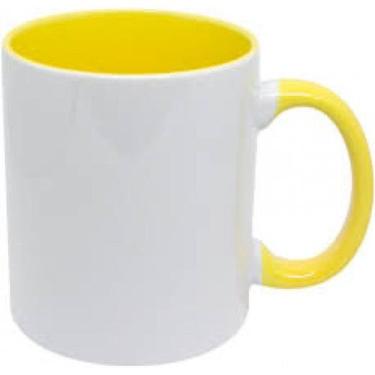 Imagem de Caneca Branca com alça e interior amarela com caixinha - DEKO