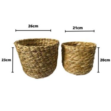 Imagem de Kit 2 Cestos Vasos Cachepot Taboa Dura Decoração Interiores - Inspira 