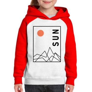 Imagem de Moletom Infantil Abstract Sun - Foca na Moda, Branco, Vermelho, 6