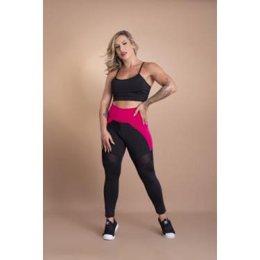 Imagem de Conjunto Fitness Feminino Calça Legging Cintura Alta Recorte e Top Cro