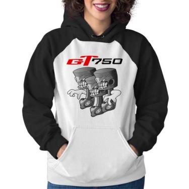 Imagem de Moletom Feminino Moto GT 750 Pistões - Foca na Moda, Branco, Preto, G
