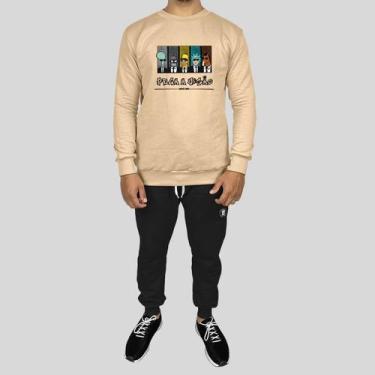 Imagem de Conjunto Calça e Blusa Moletom Careca Sem Capuz Algodão Estampado Loko