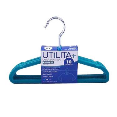 Imagem de Cabide Veludo Slim Azul Kit 10 pçs - UTILITA MAIS