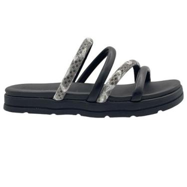 Imagem de Sandália Feminina Slide Tratorada Strass Moleca 5490.110.27647, Grafit