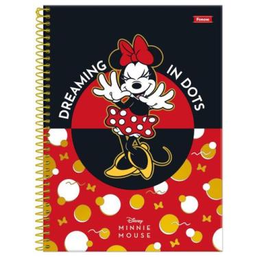 Imagem de Caderno Minnie Mouse Disney Espiral 1 Matéria 80F Escolar, Preto/Verme