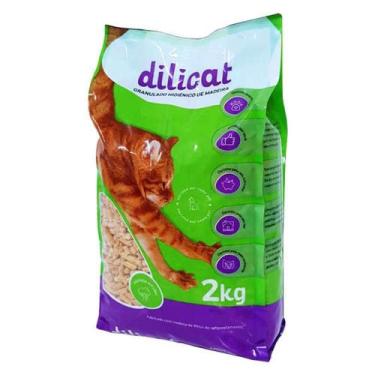 Imagem de  Granulado Higiênico de Madeira Gatos 2kg  Dilicat