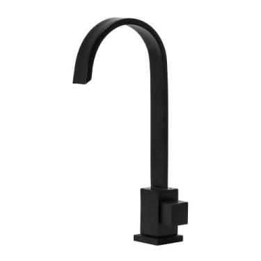 Imagem de Torneira Banheiro Lavabo Mesa Quadrada Retangular Preto Luxo - TFC