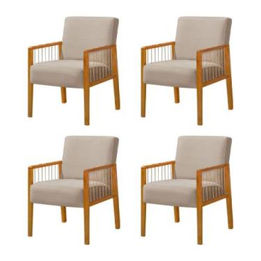 Imagem de Kit 4 Poltronas Decorativa Base em Madeira Maciça e Corda Náutica Copa