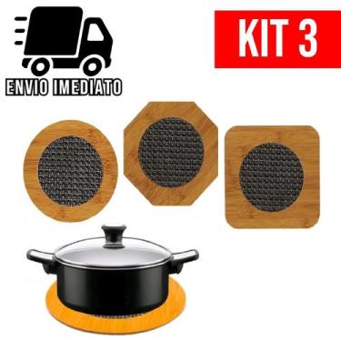 Imagem de Descanso de Panela Bambu Porta Panela e Travessa para Mesa Cozinha - R