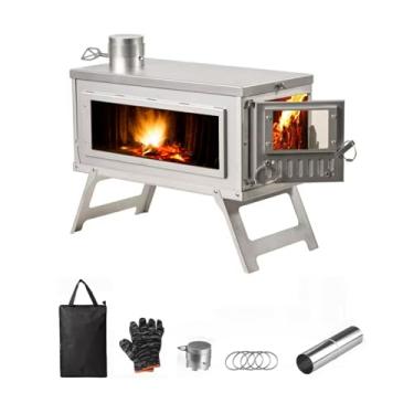 Imagem de HPYDIY Fogão de Acampamento Dobrável e Portátil, Aço Inoxidável, Fogão a Lenha com Tubo Dobrável para Aquecimento de Barraca e Cozinhar ao Ar Livre