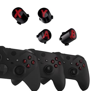 Imagem de eXtremeRate Botões ABXY para Xbox Elite Controller Series 2, Elite Serie 1, botões de ação de três tons para Xbox Series X/S, para controle Xbox One S/X - preto, transparente e vermelho carmim