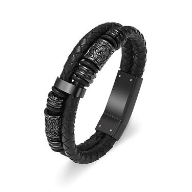 Imagem de constantlife Pulseira de cremação Viking Thor Martelo para Cinzas para Homens Pulseira de Couro Trançado Bracelete Bracelete Urna Memorial Joias Presente de Lembrança de Funeral, 22cm, Aço inoxidável,
