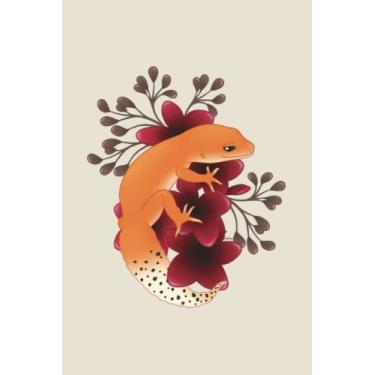 Imagem de Tangerine Leopard Gecko and Frangipani Flowers Dot Grid Notebook - 6" x 9" - 120 Pages / 60 Sheets - Perfect For Taking Notes, Journaling, Sketching, Doodling
