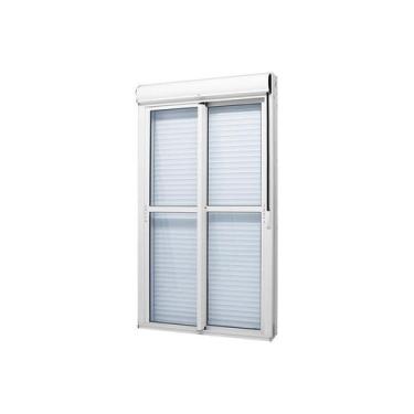 Imagem de Porta com Persiana Integrada em Alumínio Branco Caribe Max 220x150x14c