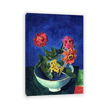 Imagem de Charles Sheeler reprodução de pinturas a óleo famosas em tela - pôster e impressões abstratas de arte de parede - 'Zinnias em uma tigela' - Imagem para decoração de sala de estar 90 x 125 (89 x 124,5