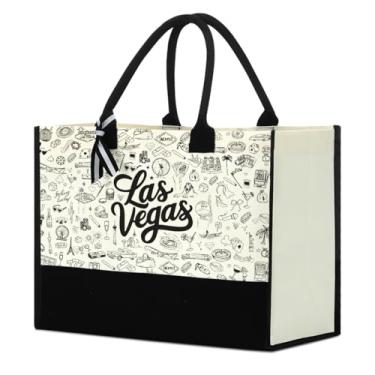 Imagem de Bolsa feminina Italy Chicago New York Las Vegas Paris para presente de lona, Las Vegas, Large