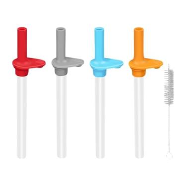 Imagem de DimyFew Pertos de substituição de 4x com canudos de silicone com escova de limpeza bebendo canudos