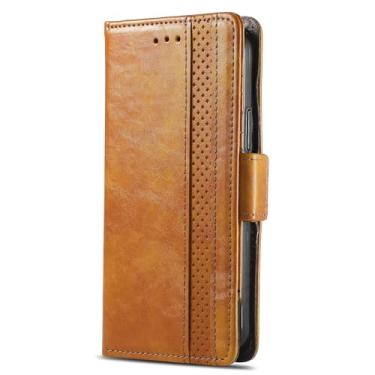 Imagem de LYJSMGZ Capa com aba para Samsung Galaxy S25 Ultra/S25 Plus/S25, carteira de couro com bloqueio de RFID, proteção total, capa interna, laranja, S25