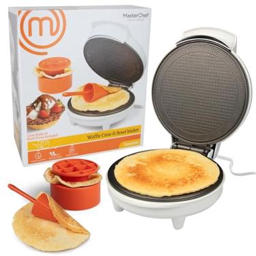 Imagem de MasterChef Máquina de cone e tigela de waffle - Inclui rolo modelador e prensa de tigela - Assar em cone de sorvete caseiro, máquina de ferro de biscoito, aparelho de cozinha elétrico portátil para