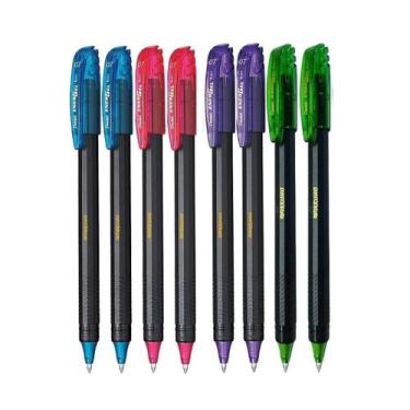 Imagem de Kit 08 Canetas PENTEL Gel Energel Makkuro 0.7mm Ponta Fina (Cores à Es