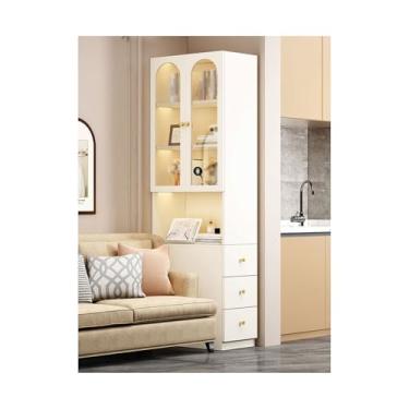 Imagem de Armário lateral de sofá Sofá Mesa Lateral Mesa de Canto Sofá Aparador Sanduíche Canto Estante Armário de Armazenamento de Canto Aparador Armário de armazenamento(30x80x200cm,Right)