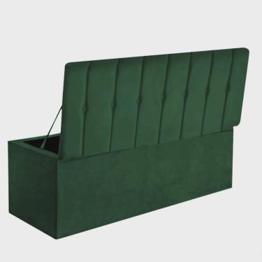 Imagem de Calçadeira Recamier Baú Kiara 160cm Queen Size Para Quarto Box Suede Verde Musgo - Ahz Móveis
