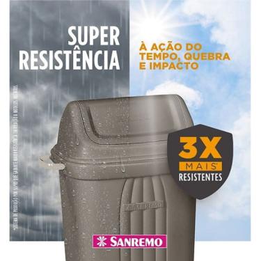 Imagem de Lixeira 30 Litros Com Tampa Basculante Alças Cesto De Lixo Áreas Externa - 283 Sanremo