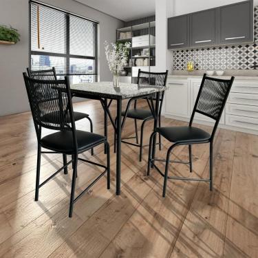 Imagem de Mesa de Jantar Quadrada Famais Cairo com 4 Cadeiras – Preta