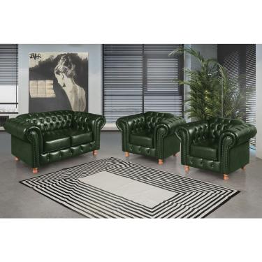 Imagem de Conjunto de Sofá Luís Xv 2 Lugares + 2 Poltronas Chesterfield Capitonê