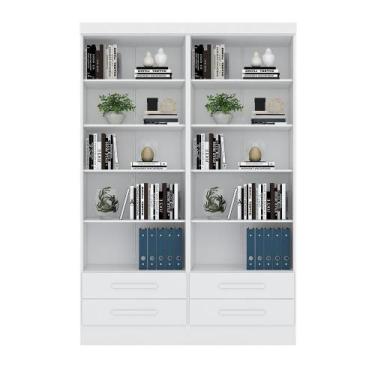 Imagem de Livreiro Multiuso com 2 Gavetas Branco Kit com 2 - FdECOR - Qmovi