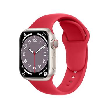 Imagem de DONEGANI Pulseira esportiva feminina C1D Ultra 2 de 49 mm, série 10 de 46 mm, 9 8 7 45 mm e 41 mm, SE 6, 5, 4, 44 mm e 40 mm, 3 2 1 42 mm e 38 mm iWatch, pulseira masculina de silicone vermelha Natal