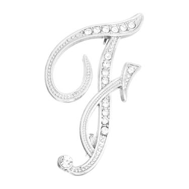 Imagem de PATIKIL Alfinetes de broche de letra, letra F broches de strass metal cristal alfabeto A-Z broche de lapela para mulheres joias presente terno roupas chapéu vestido casaco artesanato, tom prata