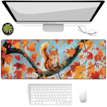 Imagem de VANZEV Tapete de rato para jogos de esquilo de outono, tapete de rato, tapete de mesa, base de borracha antiderrapante para computadores, laptop, escritório, escola, acessórios para casa, presentes 80